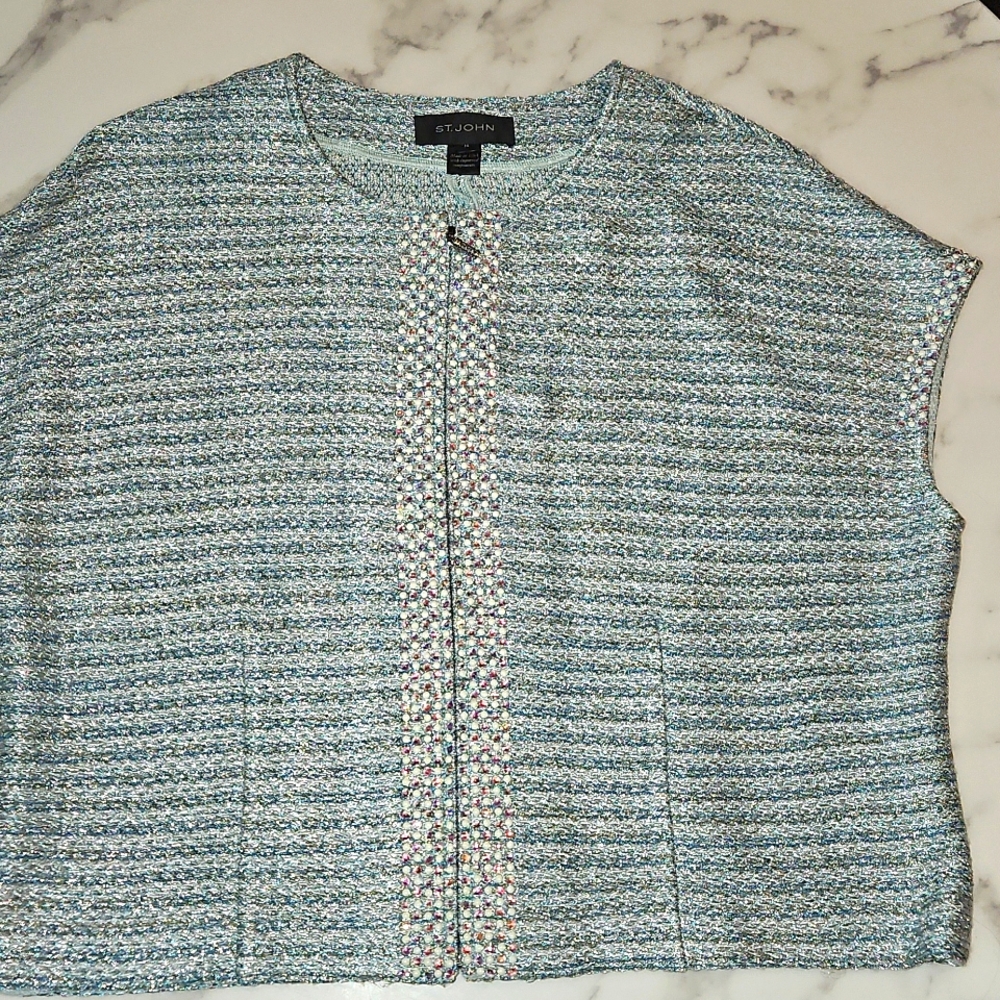 ST. JOHN vest Crystals Blue